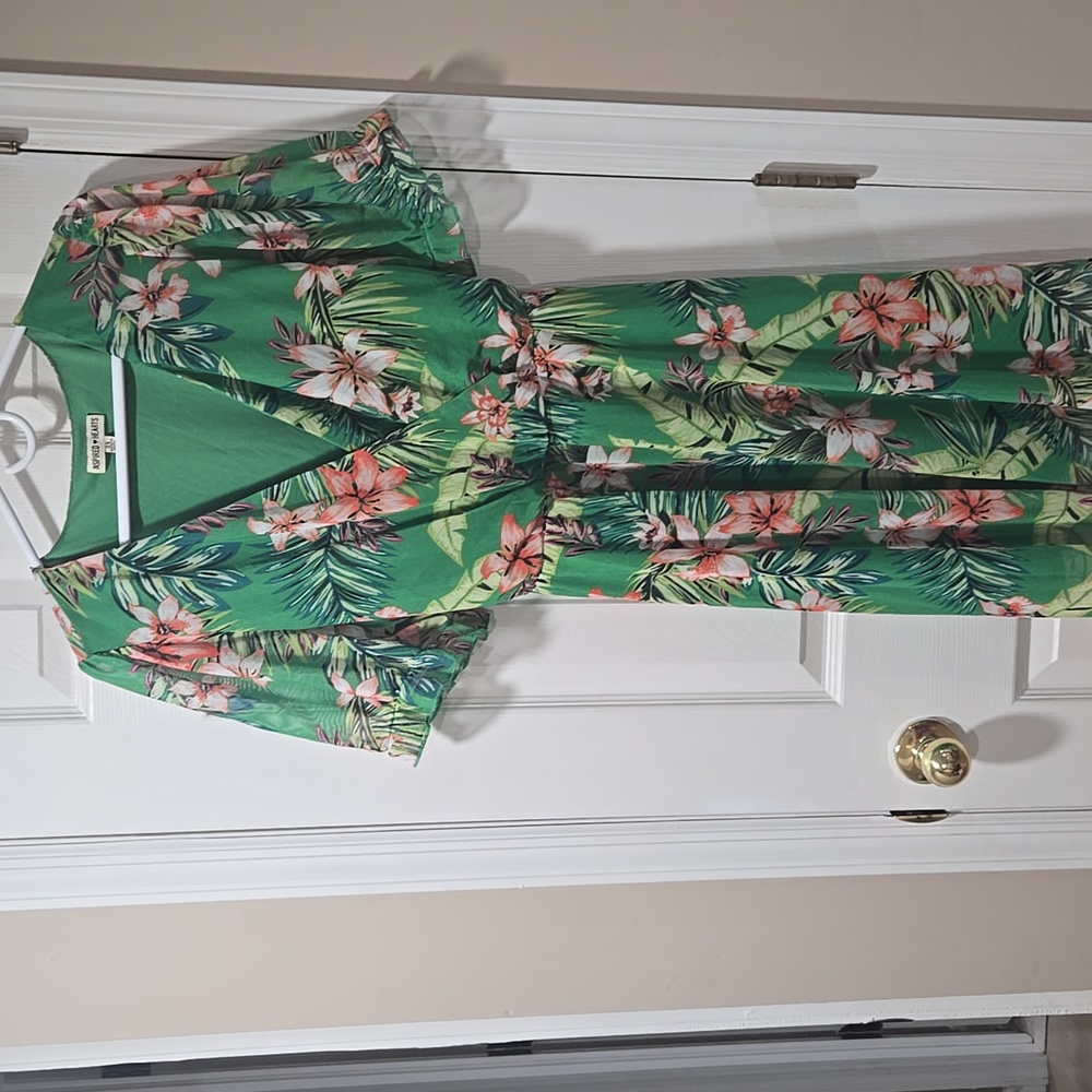 Green Ruffled Wrap Sundress